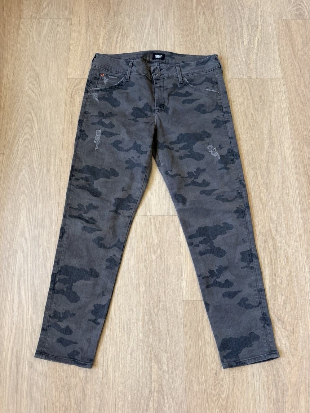 Hudson Collin Women’s Size 32 Black Camo Mid Rise Skinny Jeans USA